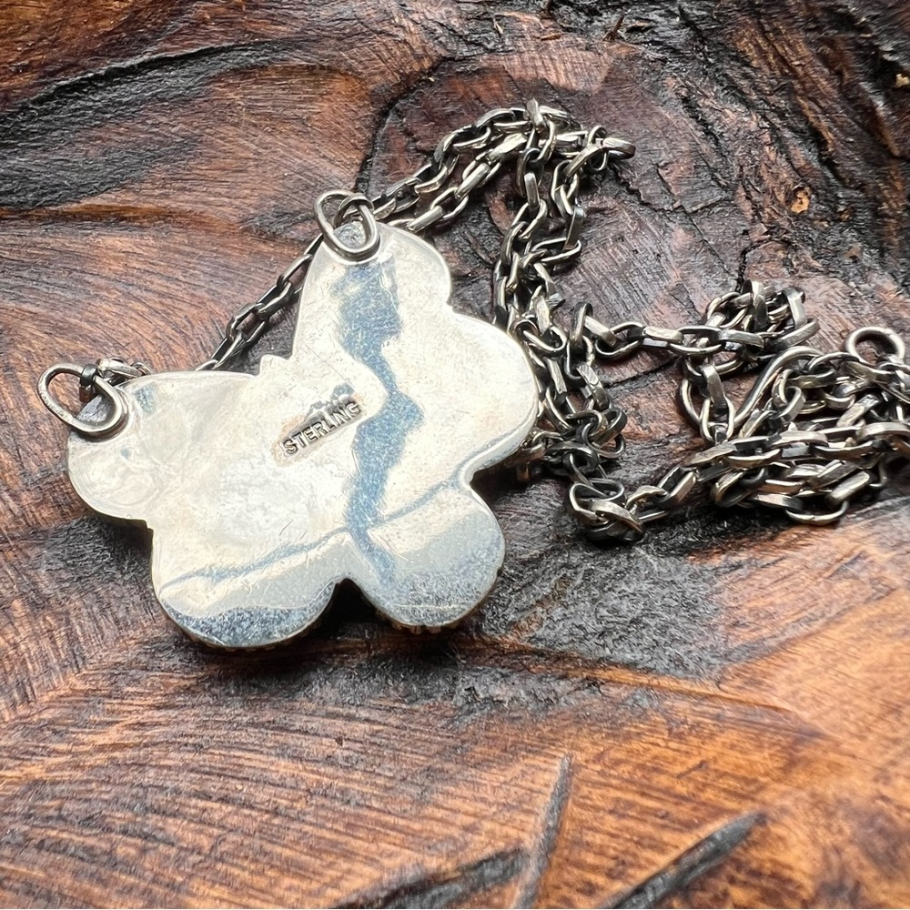 925 Sterling Silver Turquoise Cluster Necklace •Southwestern• - Picture 4 of 14